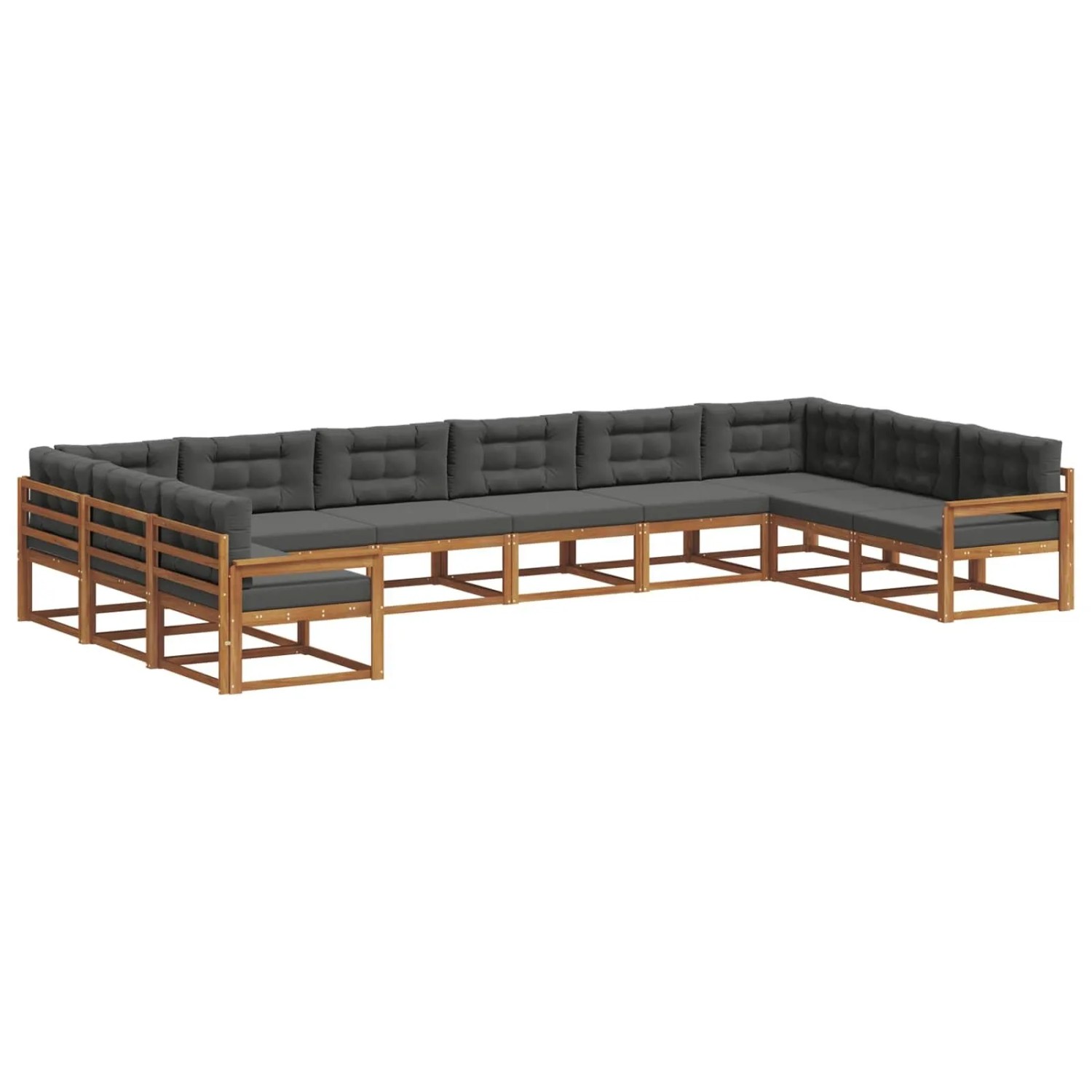 vidaXL Outdoor-Sofagarnitur mit Kissen 10-Tlg Natur und Anthrazit 3368230