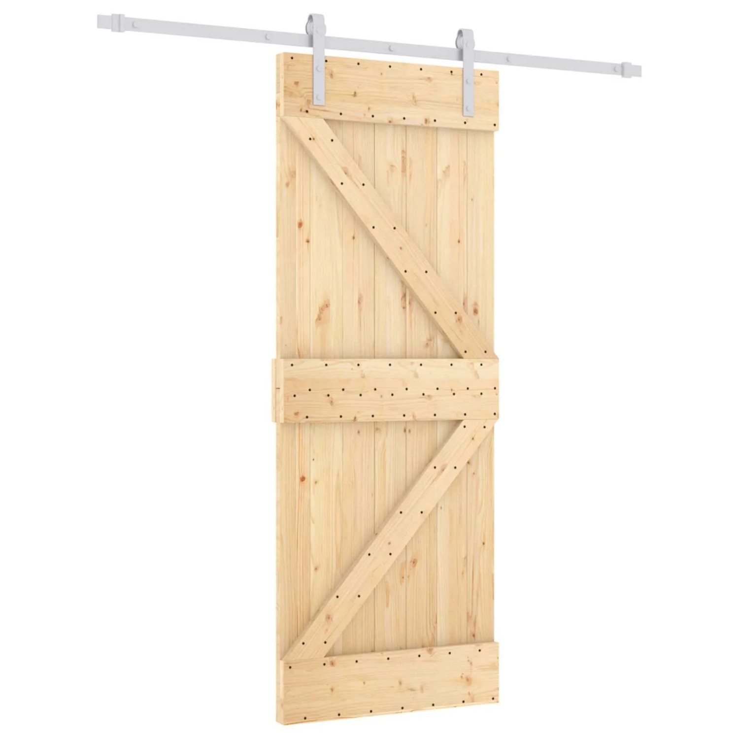 vidaXL Schiebetür Natur und Weiß 80 x 210 cm Massives Kiefernholz 3444948