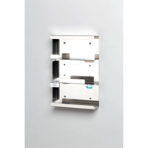 PROREGAL Halterung Für Handschuhe Handtuchbox 3 Fach Offen Wandhalterung HxBxT 39 x 25 x 8 cm Edelstahl Silber