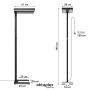 Oktaplex Lyse Stehlampe, Aluminium, schwarz, mit Sensor, dimmbar, 4000K, 80W. Büro Leuchte mit Maßen.