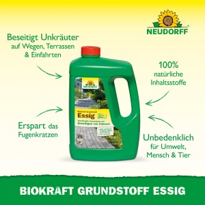 Neudorff Grundstoff Essig Biokraft 3l: Pflanzenstärkungsmittel gegen Unkraut auf Wegen und Terrassen.