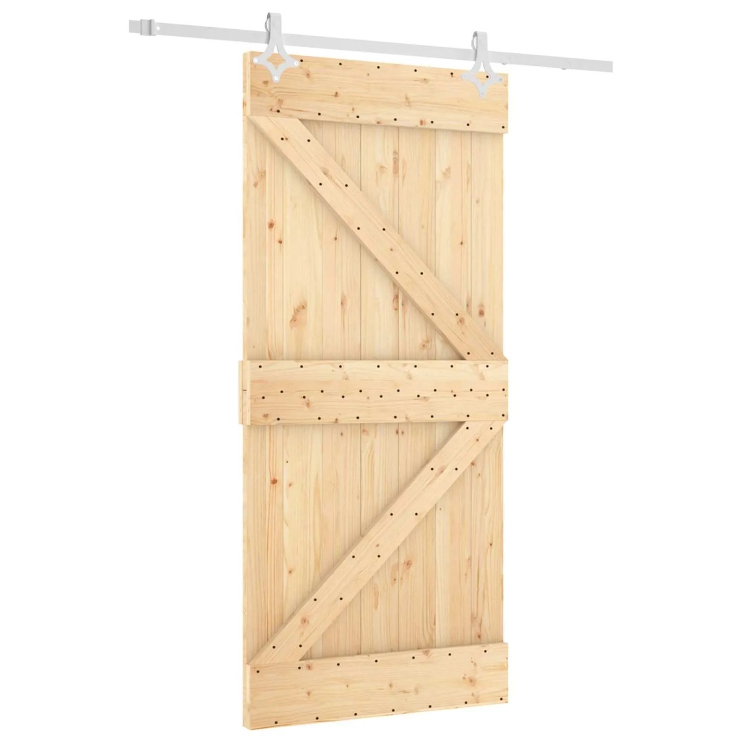 vidaXL Schiebetür Natur und Weiß 95 x 210 cm Massivkiefer 3445097
