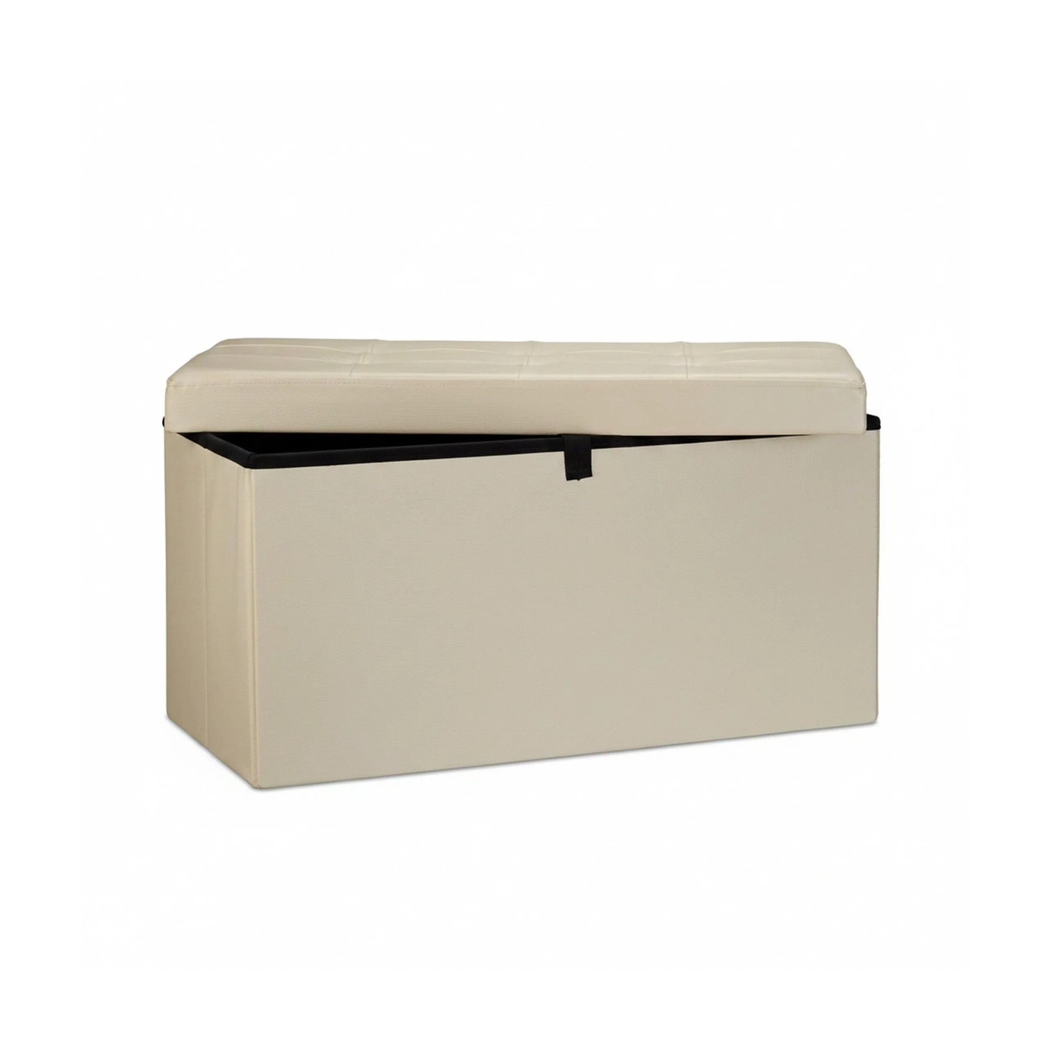 Relaxdays Sitzbank Kunstleder Creme Faltbar mit Stauraum 38 cm x 76 cm x 38 cm 6,5 kg