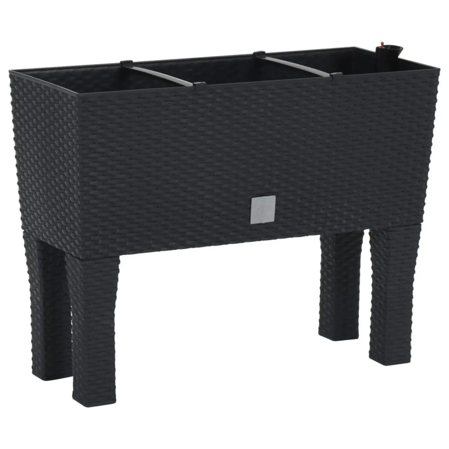 Anthrazitfarbenes Hochbeet (60x25x46 cm) in Rattan-Optik von furnicato, ideal für Garten, Balkon oder Terrasse.