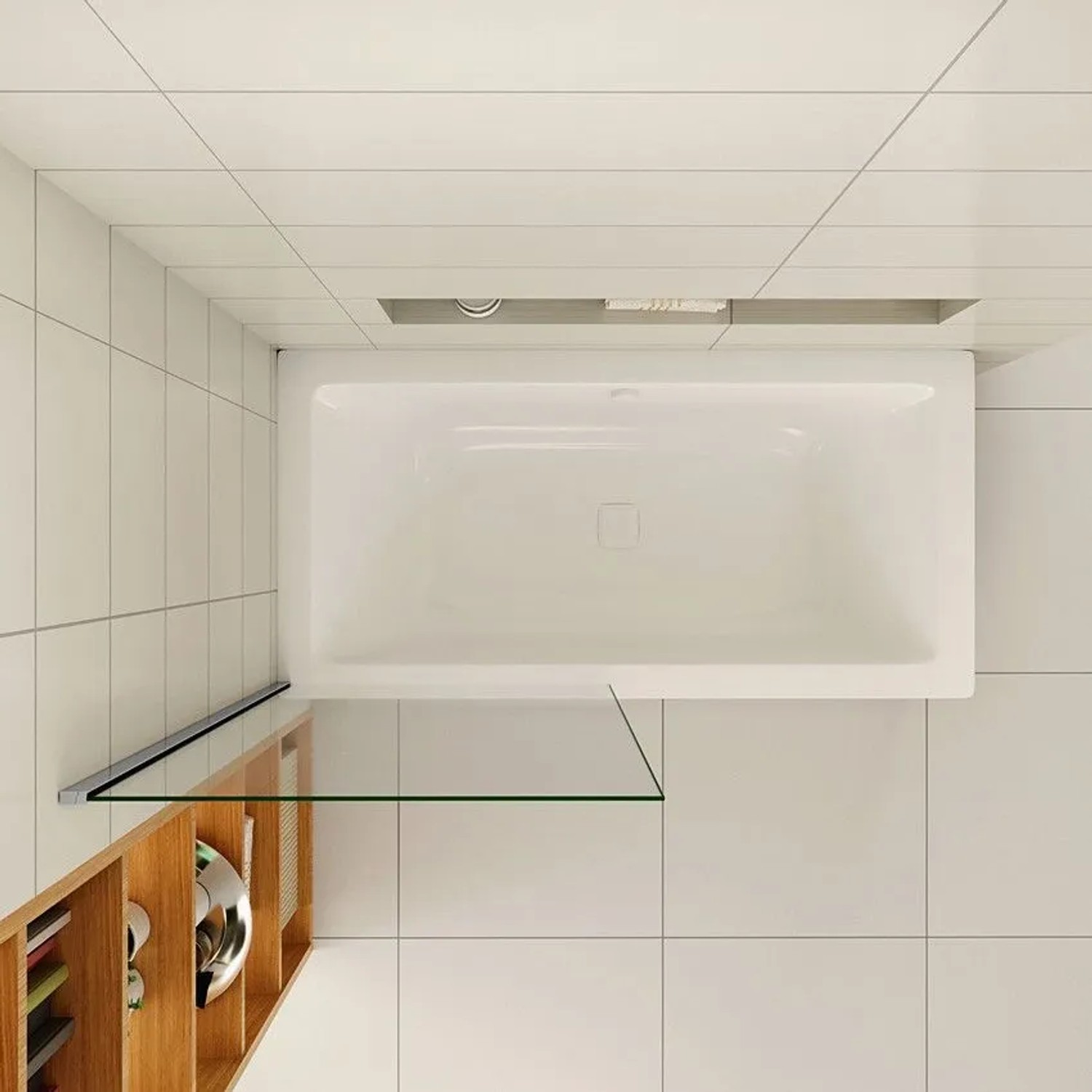 Duschparadies Badewannenaufsatz 75x140cm mit 6mm ESG Glas und Chromrahmen.
