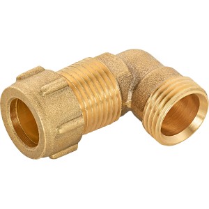 Klemmring-Winkel, 12 mm x 16,7 mm (R 3/8), aus Messing für Kupferrohrverbindungen.