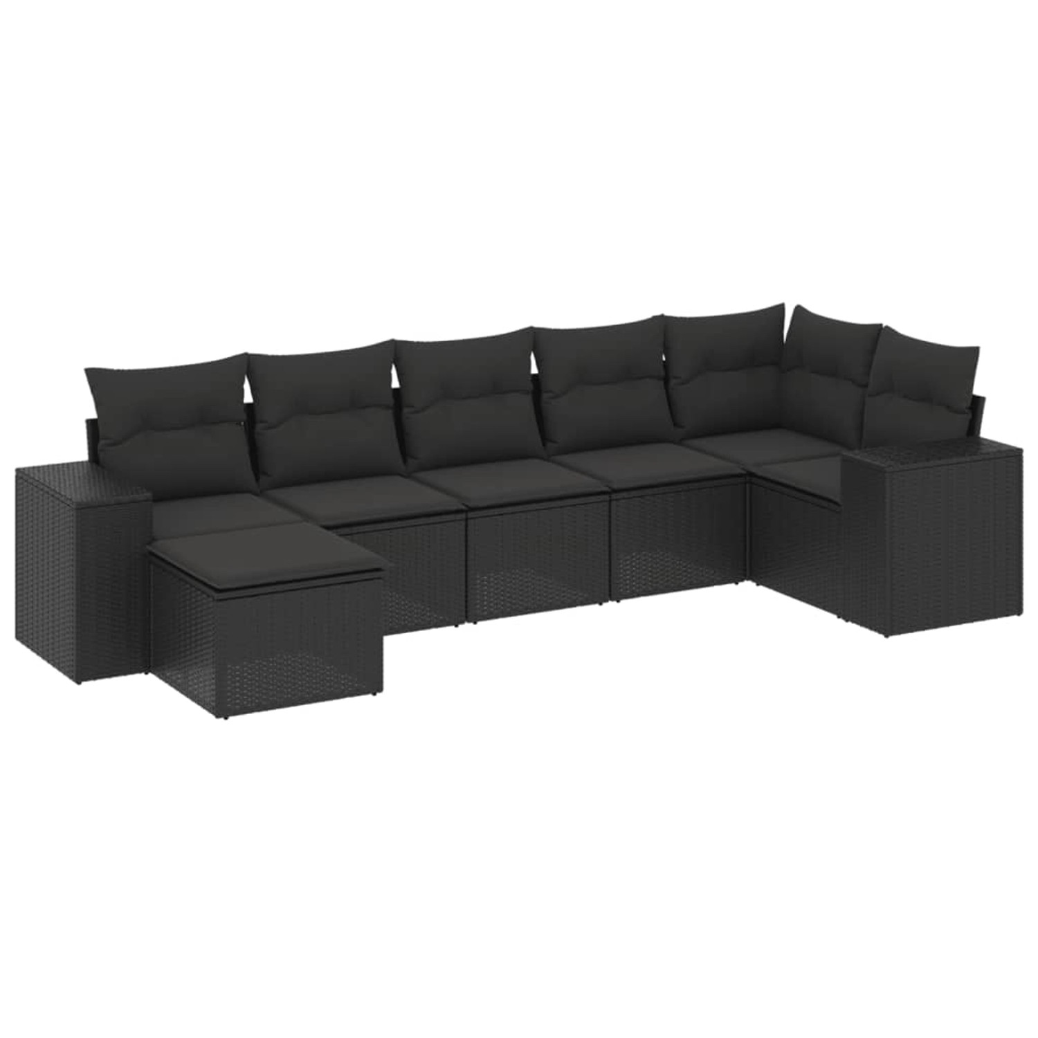 vidaXL 7-Tlg Garten-Sofagarnitur mit Kissen Schwarz Poly Rattan 3222874 günstig online kaufen