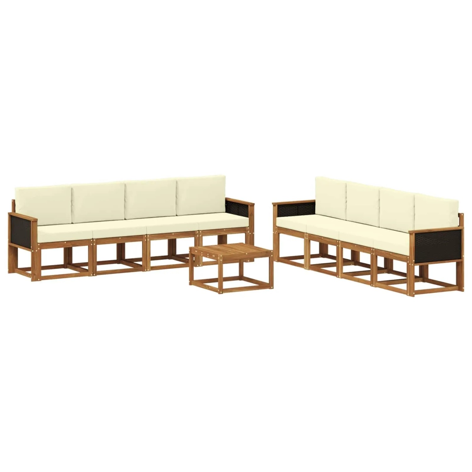 vidaXL Outdoor-Sofagarnitur mit Kissen 7 Stk Natur und Creme 3385081