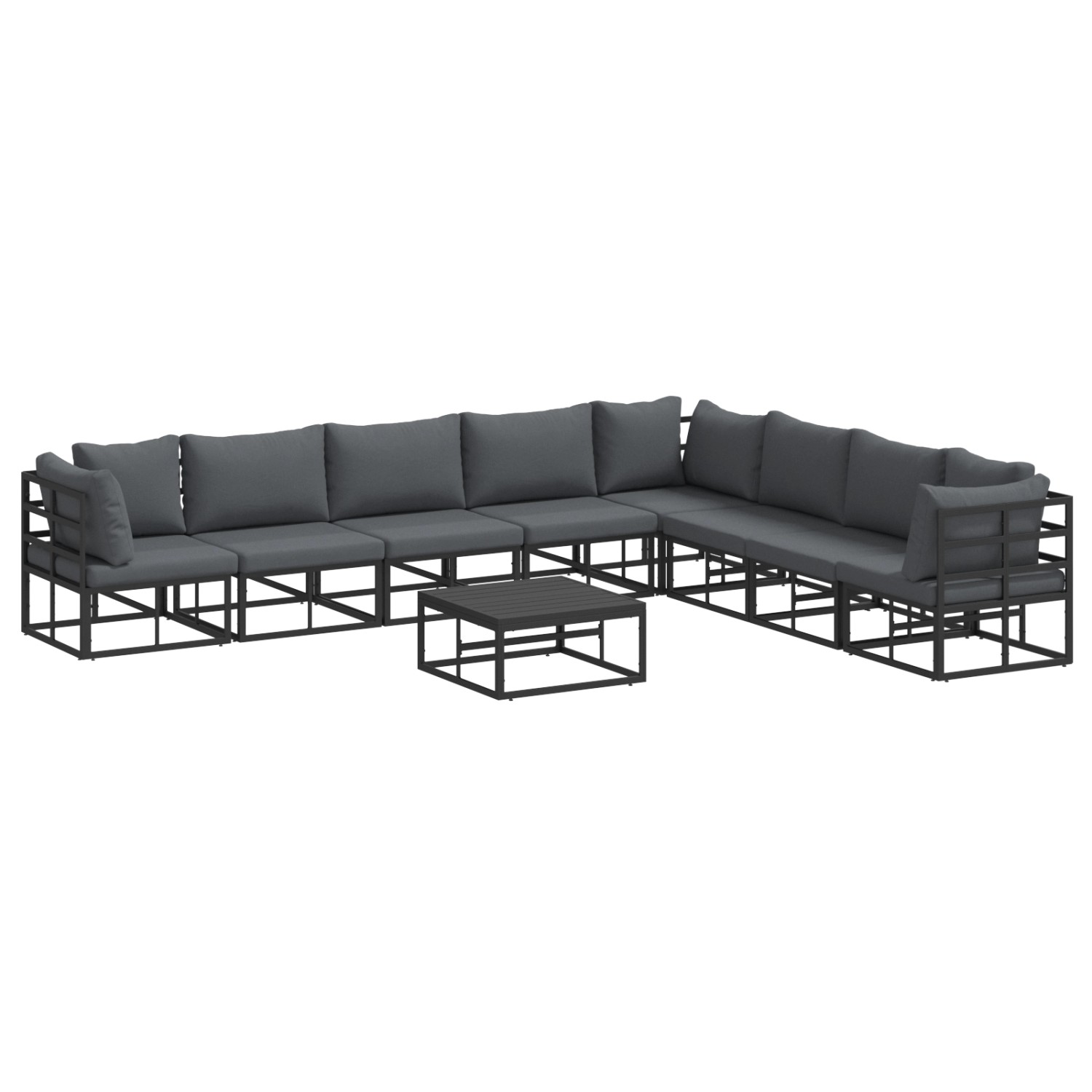 vidaXL Garten-Sofa-Set mit Kissen 9-Tlg Schwarz Aluminium 3378875 günstig online kaufen