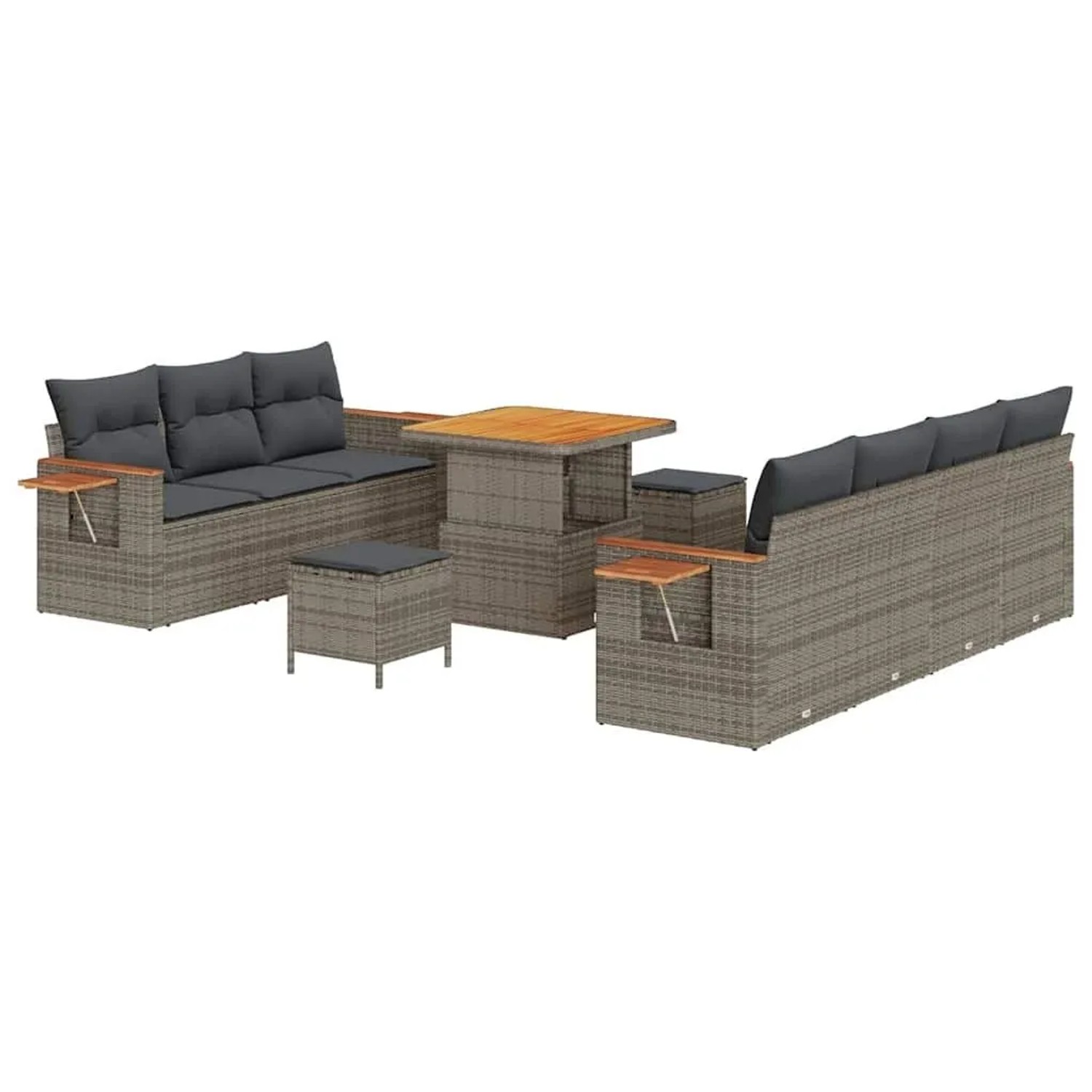 vidaXL Gartensofa-Set mit Kissen 13 Stk Grau Poly-Rattan 3365088 günstig online kaufen