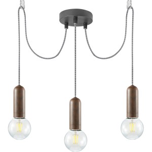 Rostfarbene 3-flammige Pendelleuchte Turn me im Retro-Design für E27 Leuchtmittel.