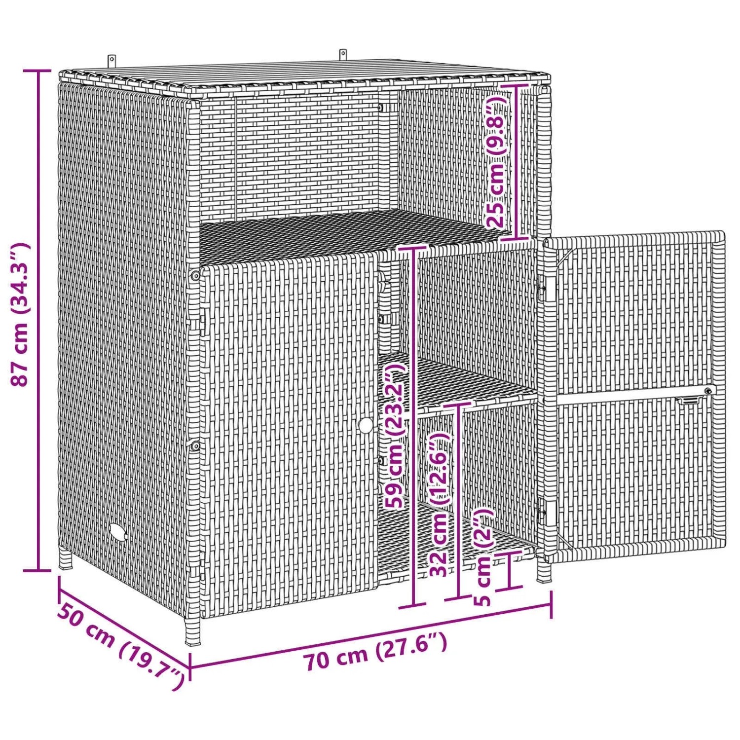 vidaXL Schrank mit Tür Beige 70 x 50 x 87 cm Polyester und Roly Ratten 42026914_13