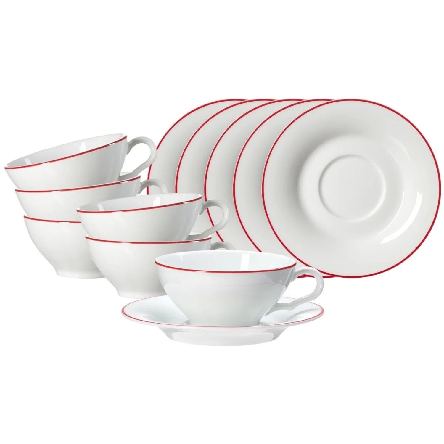 Ritzenhoff & Breker Ostfriese Teetasse mit Untertasse 100 ml 6er Set Rot