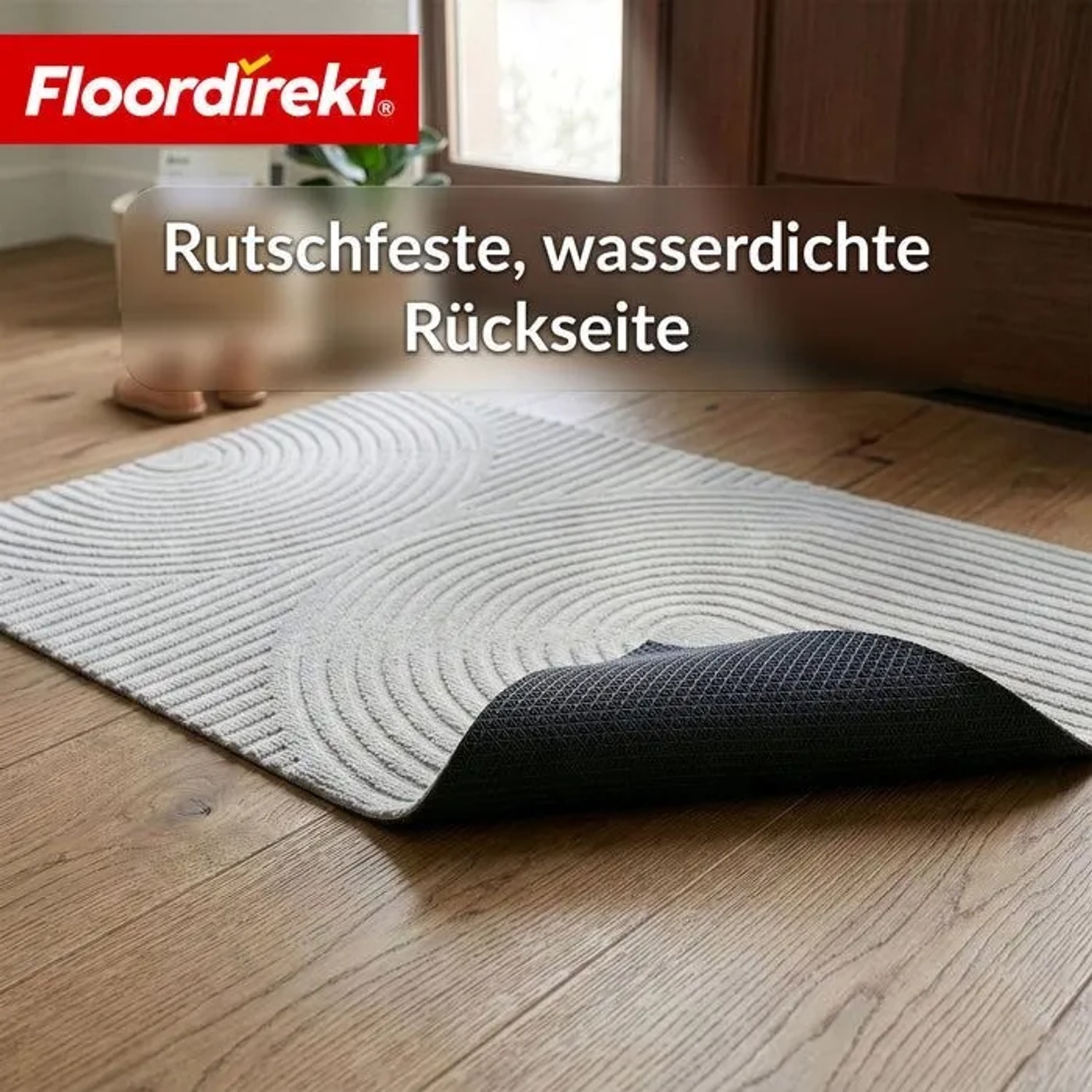 Floordirekt Schmutzfangmatte CIRCA Waschbar Rutschfest TPE-Rücken Grau Wellen 70 x 120 cm_6