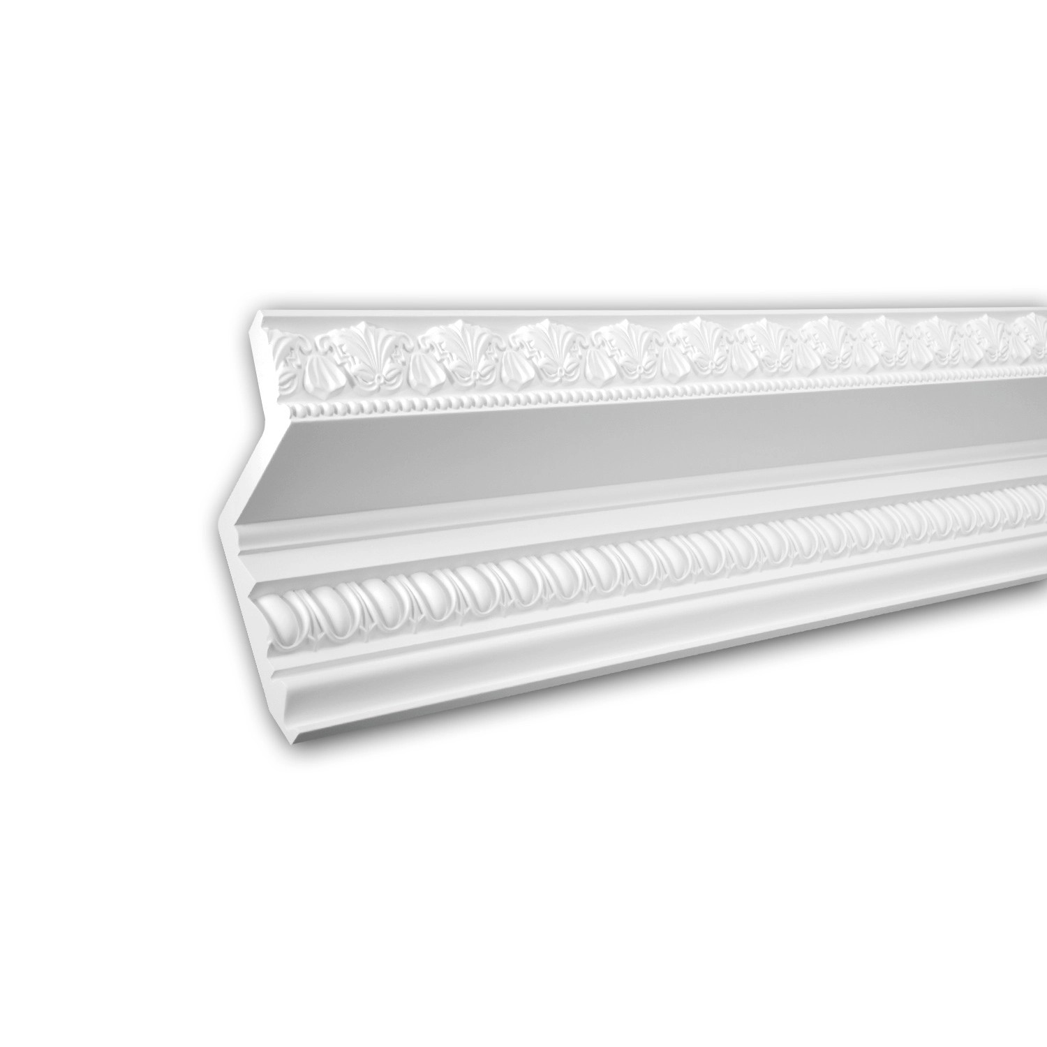 Weiße PROFHOME Eckleiste aus Polyurethan, 200 cm, für Decken und Wände.