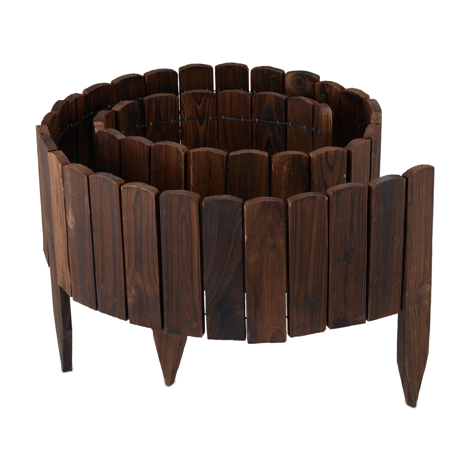Relaxdays Beeteinfassung Tannenholz Dunkelbraun Flexibel 200 cm x 20 cm