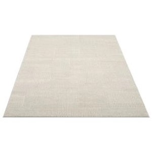 Beiger Hochflor Teppich Esso von payé, 80x150 cm, mit dezentem Muster für Wohn- und Schlafzimmer.