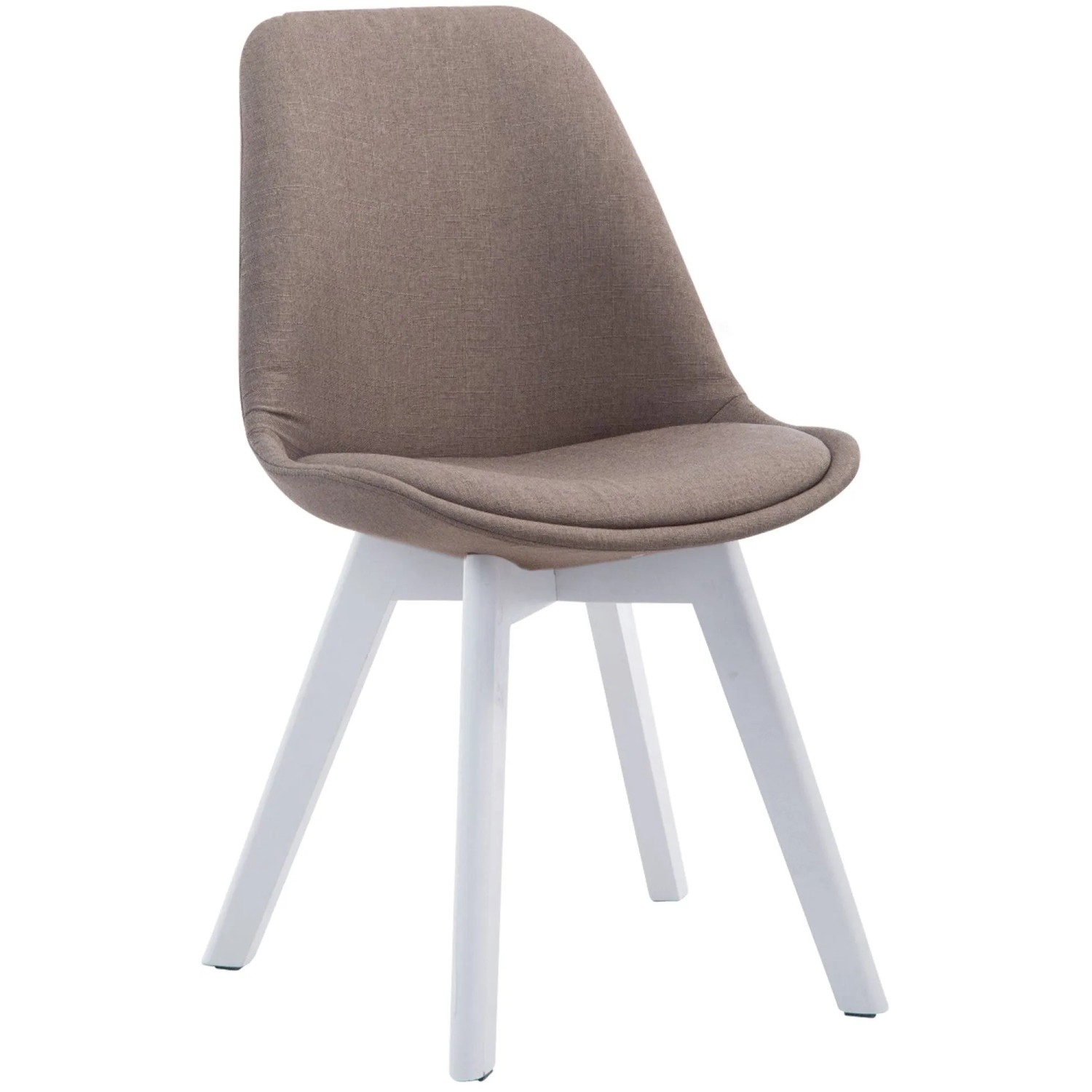 DELUKE Besucherstuhl LAGOS Stoff Taupe 48x55x84cm Weiß Konferenzstuhl Wartezimmerstuhl Bürostuhl
