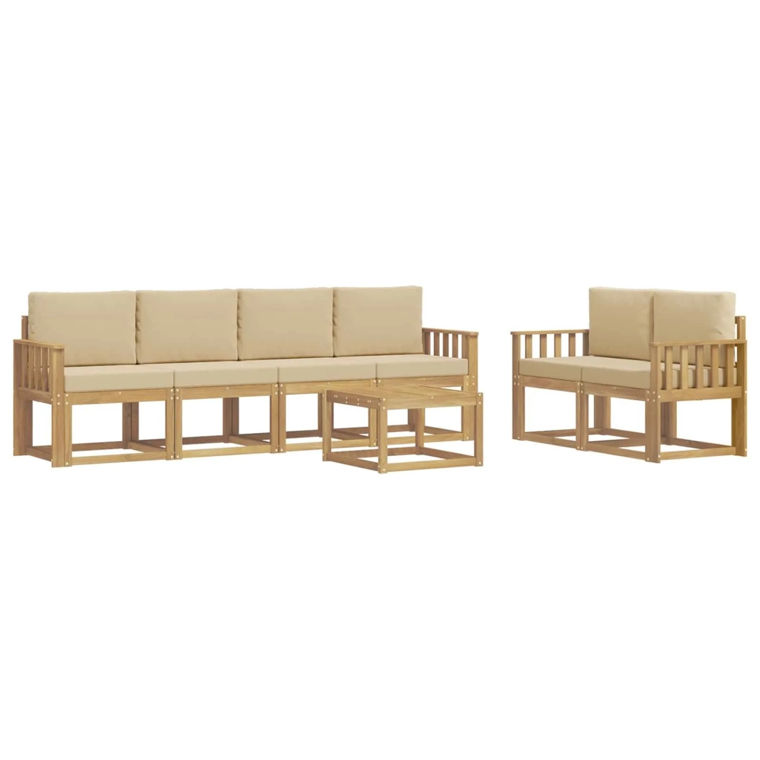 vidaXL Outdoor-Sofagarnitur mit Kissen 7 Stk Weiß und Beige 3387277