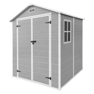 ECD Germany Gartenhaus 4,2 m³ 151x182x220 cm Hellgrau aus Kunststoff