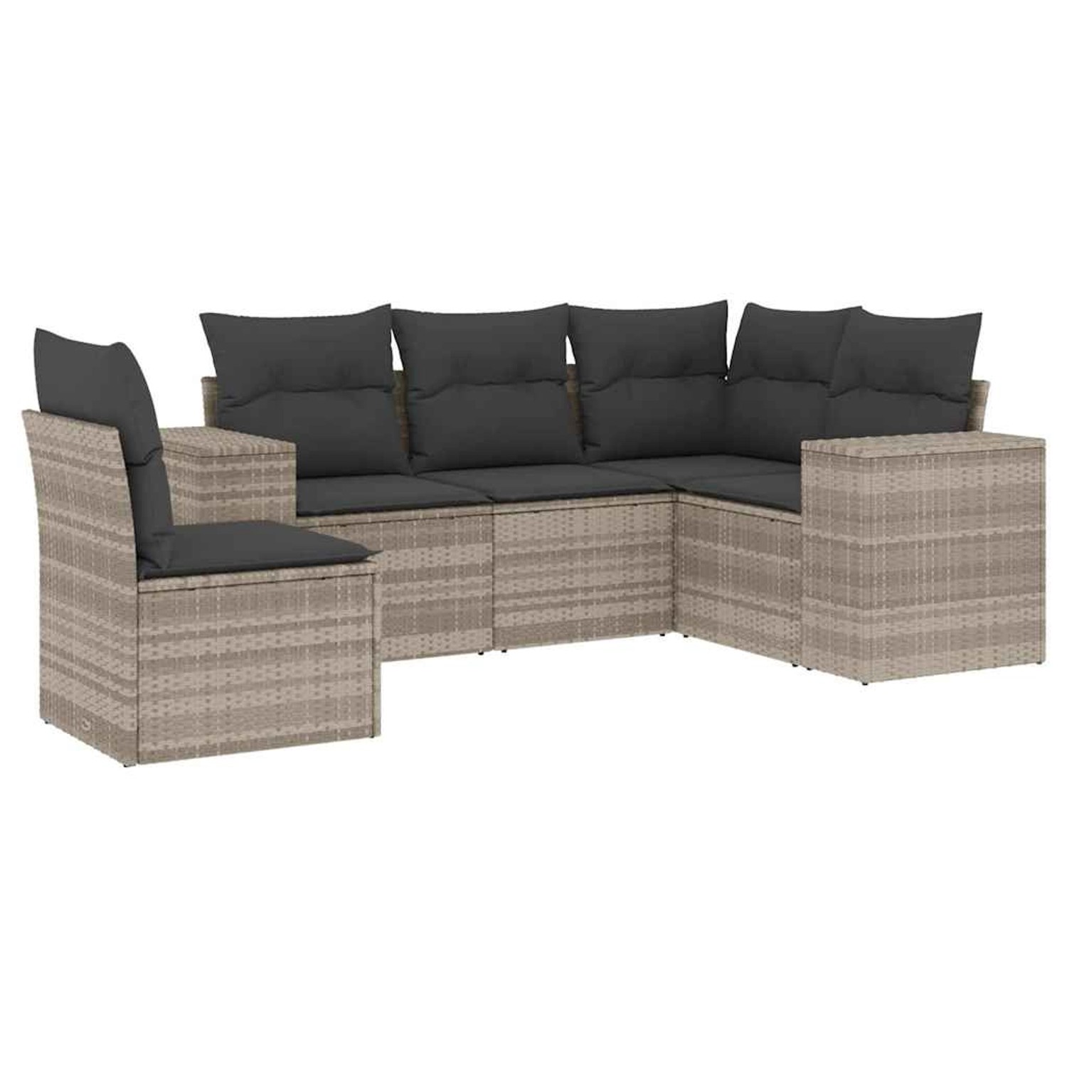 vidaXL 5-Tlg Garten-Sofagarnitur mit Kissen Hellgrau Poly Rattan 3222571 günstig online kaufen