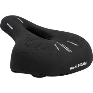 Schwarzer Fischer Fahrradsattel Trekking mit Memory Foam für hohen Komfort.