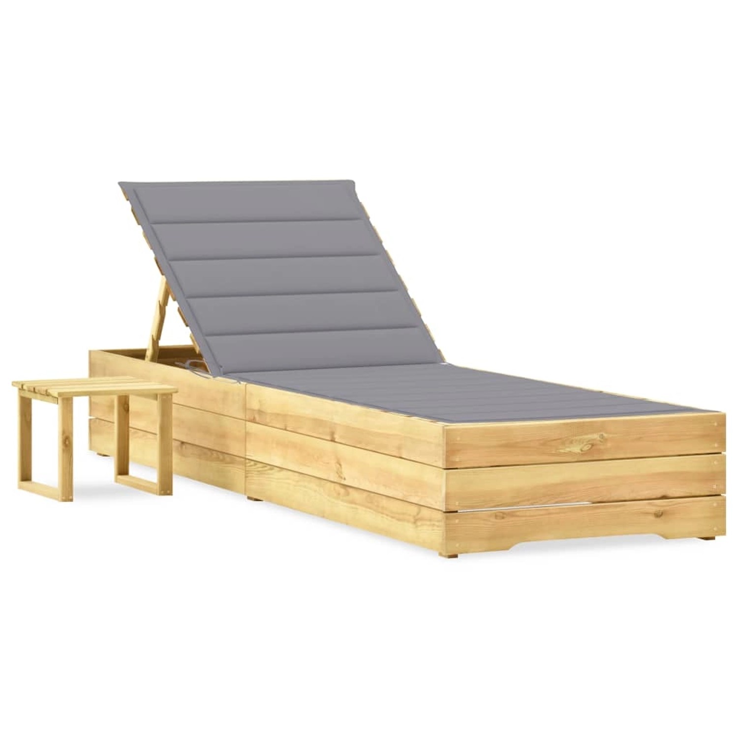 vidaXL Garten-Sonnenliege mit Tisch und Auflage Kiefer Imprägniert 3065925
