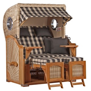 GarWoh Strandkorb Rantum Teak PE shell Dessin 505