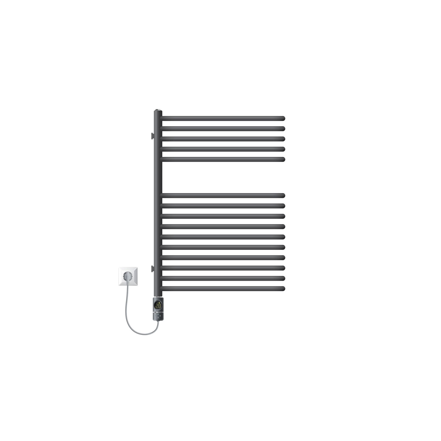 LuxeBath Elektrischer Badheizkörper 500x800 mm Anthrazit mit Heizstab 300W günstig online kaufen