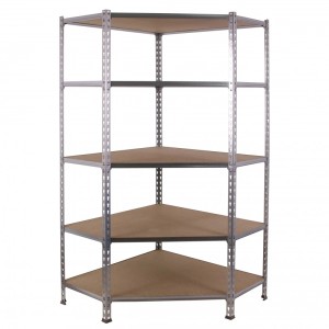 Verzinktes PROREGAL Eckregal Muli mit 5 Fachböden, 180x90x30 cm, Fachlast 200 kg.