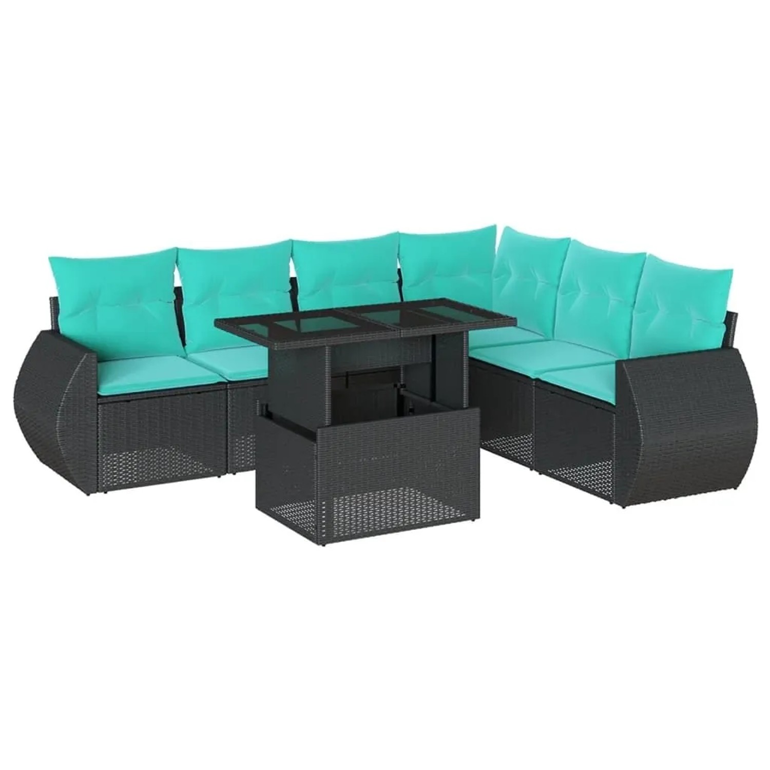 vidaXL 7-Tlg Gartensofa-Set mit Kissen Schwarz Polyrattan 3268557 günstig online kaufen