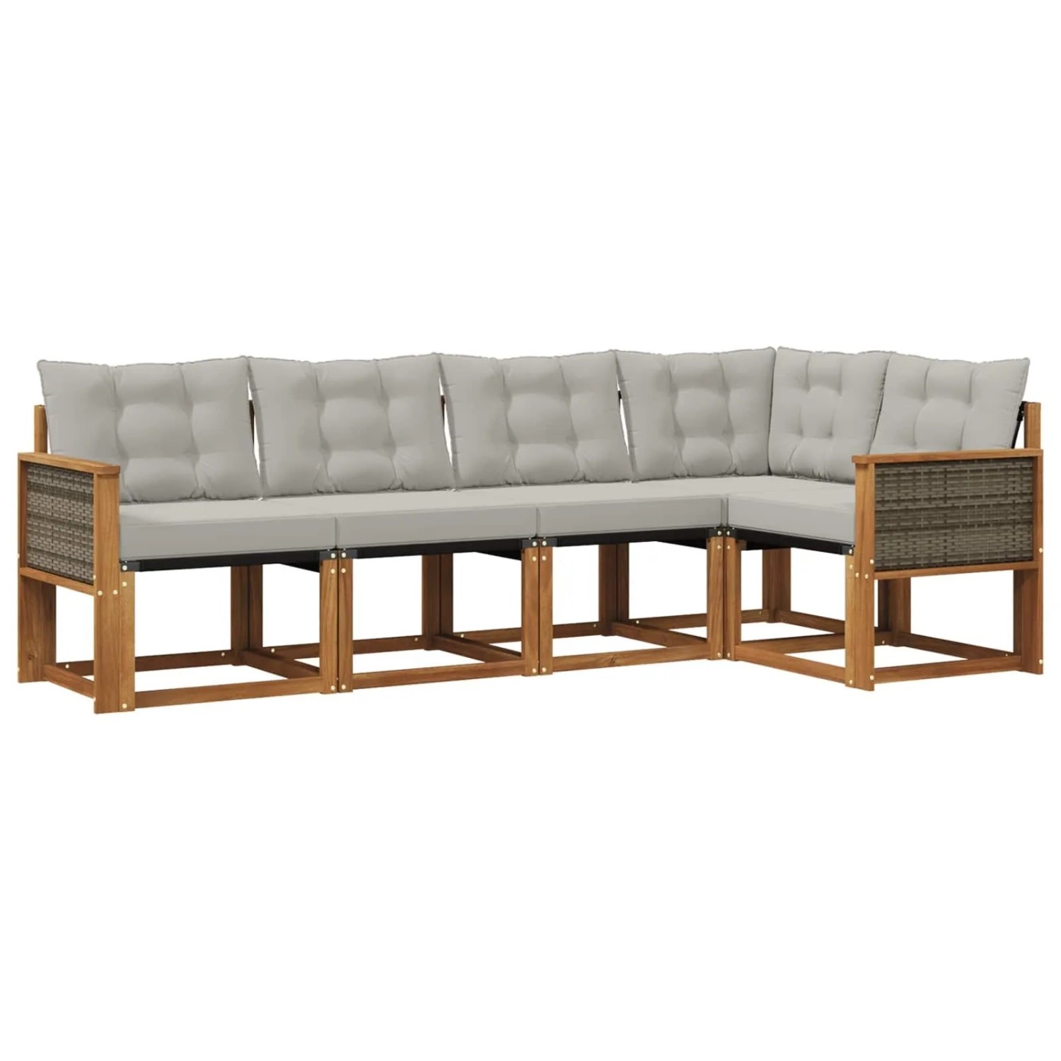 vidaXL Outdoor-Sofagarnitur mit Kissen 5 Stk Natur und Hellgrau 3381947
