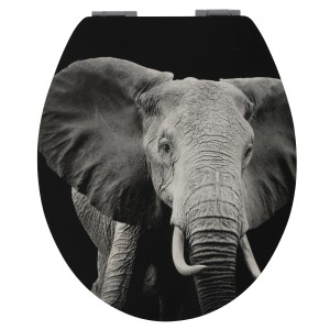 WC-Sitz mit Elefantenmotiv und Absenkautomatik für ein stilvolles Badezimmer.