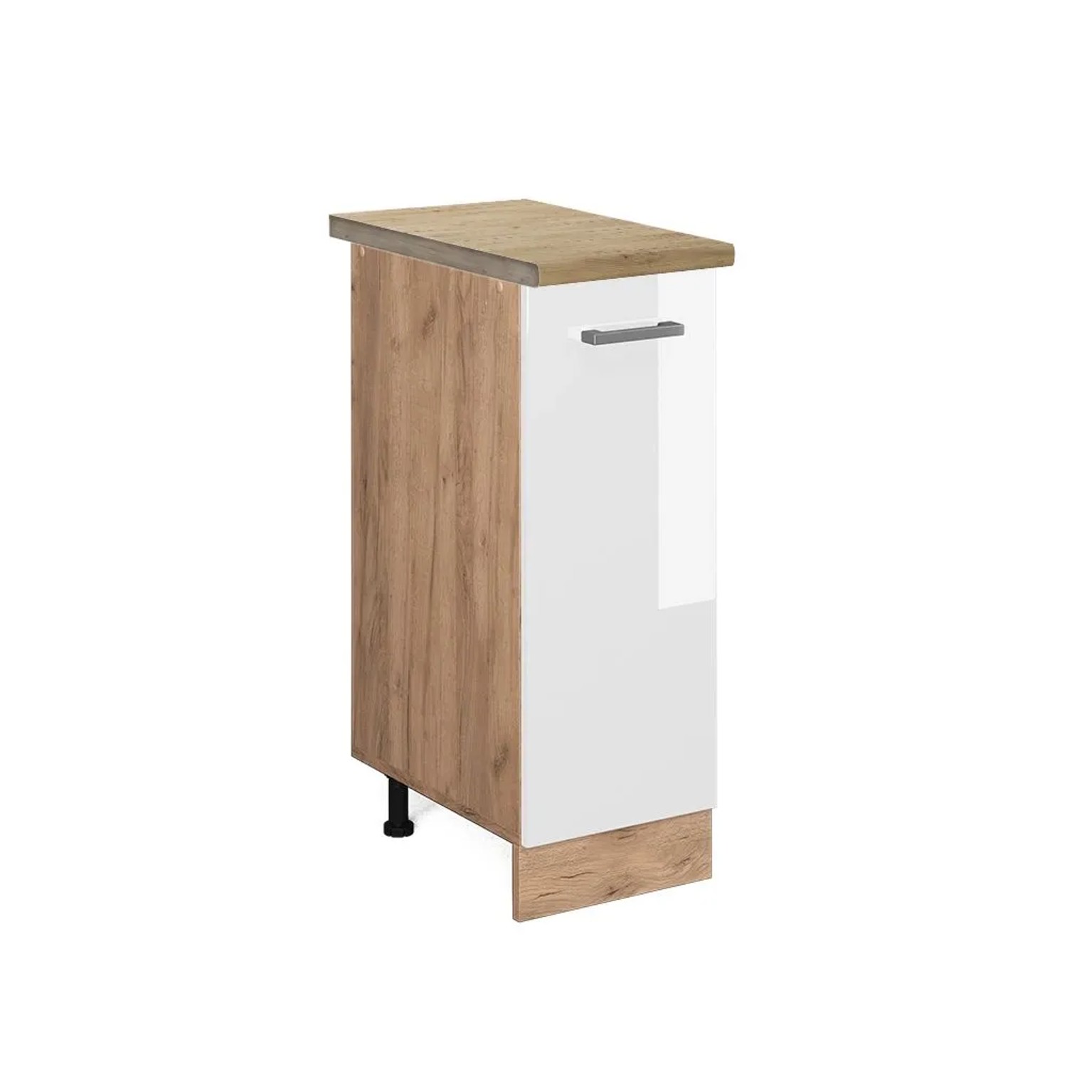 Vicco Apothekerschrank R-Line Weiß Hochglanz Goldkraft Eiche 30 cm AP Eiche
