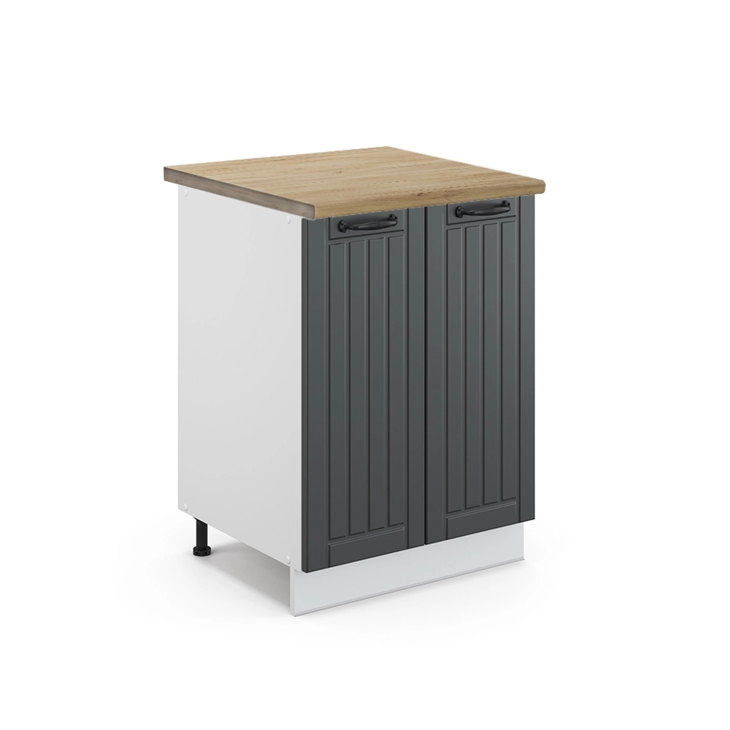 Vicco Küchenunterschrank Fame-Line Anthrazit Landhaus/Weiß 60 cm AP Eiche günstig online kaufen