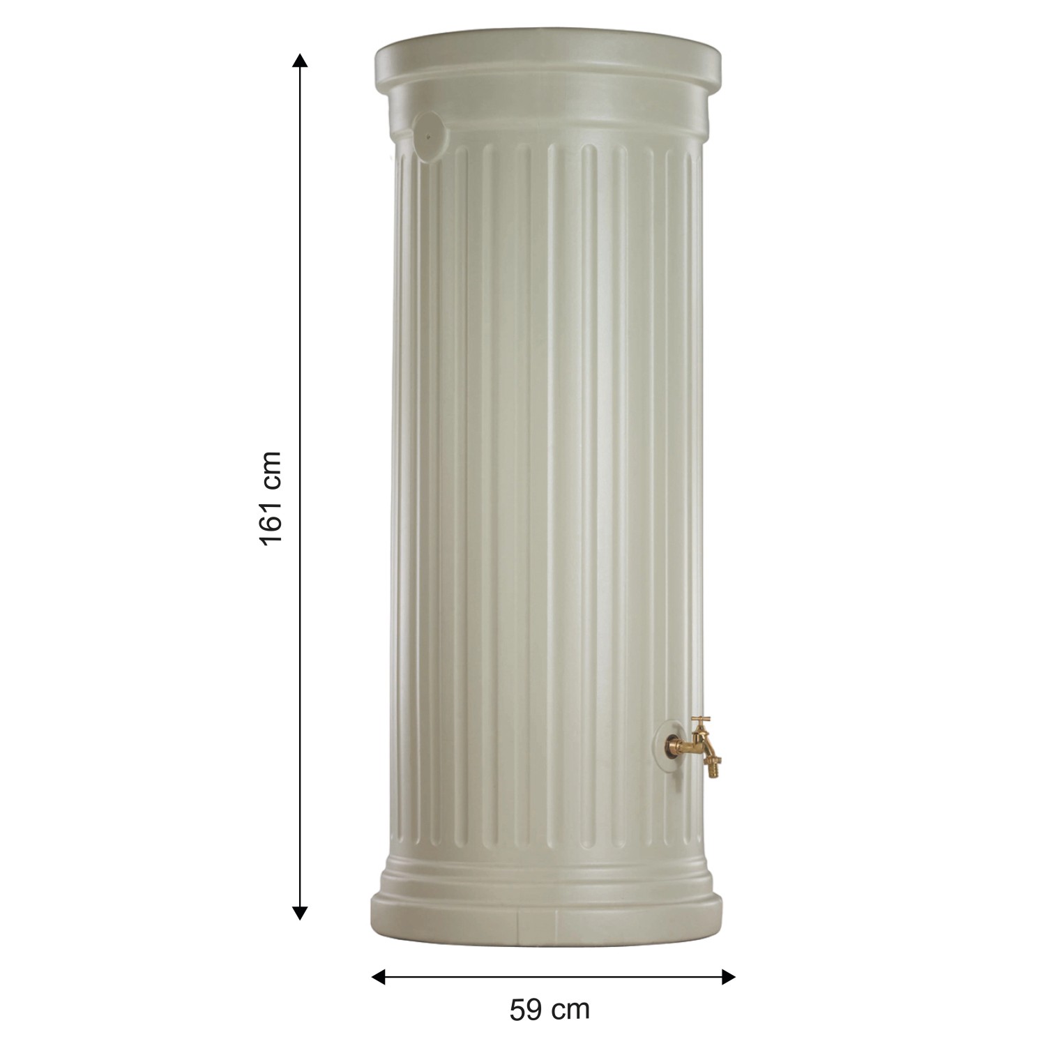 Garantia Regenwassertank 330 l, sandbeige, Säulen-Design mit Maßen.