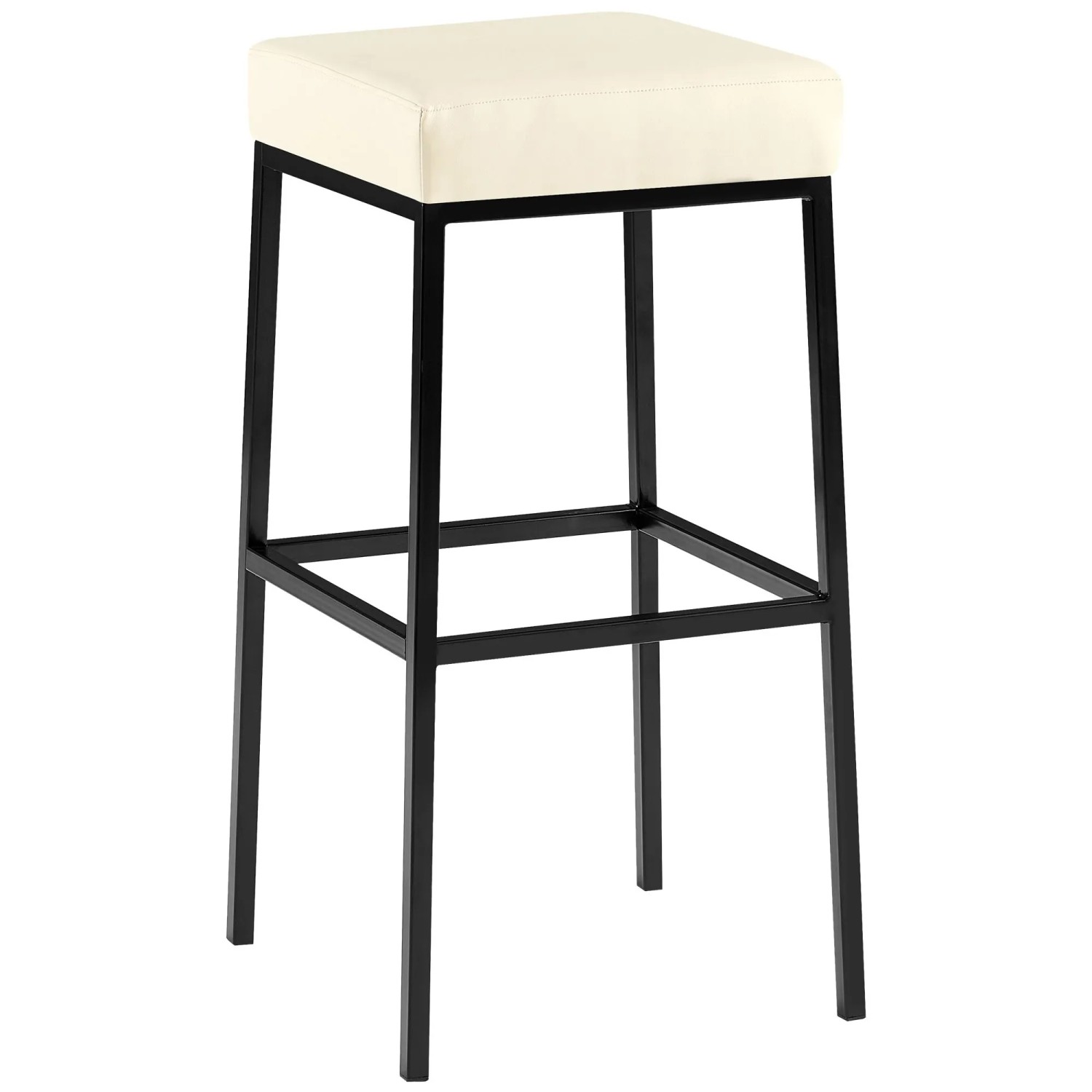 DELUKE Barhocker BIDAN Kunstleder Creme 37x37x78cm Barstuhl Mit Lehne Tresenhocker Tresenstuhl