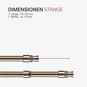 Bestlivings Cafehausstange Messing Gold, ausziehbar von 75 bis 125 cm, für leichte Gardinen.