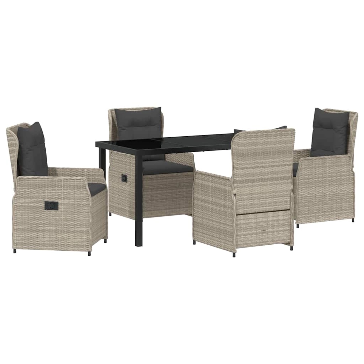 vidaXL Garten Essgruppe 5-Tlg Hellgrau Poly Rattan 3380976 günstig online kaufen