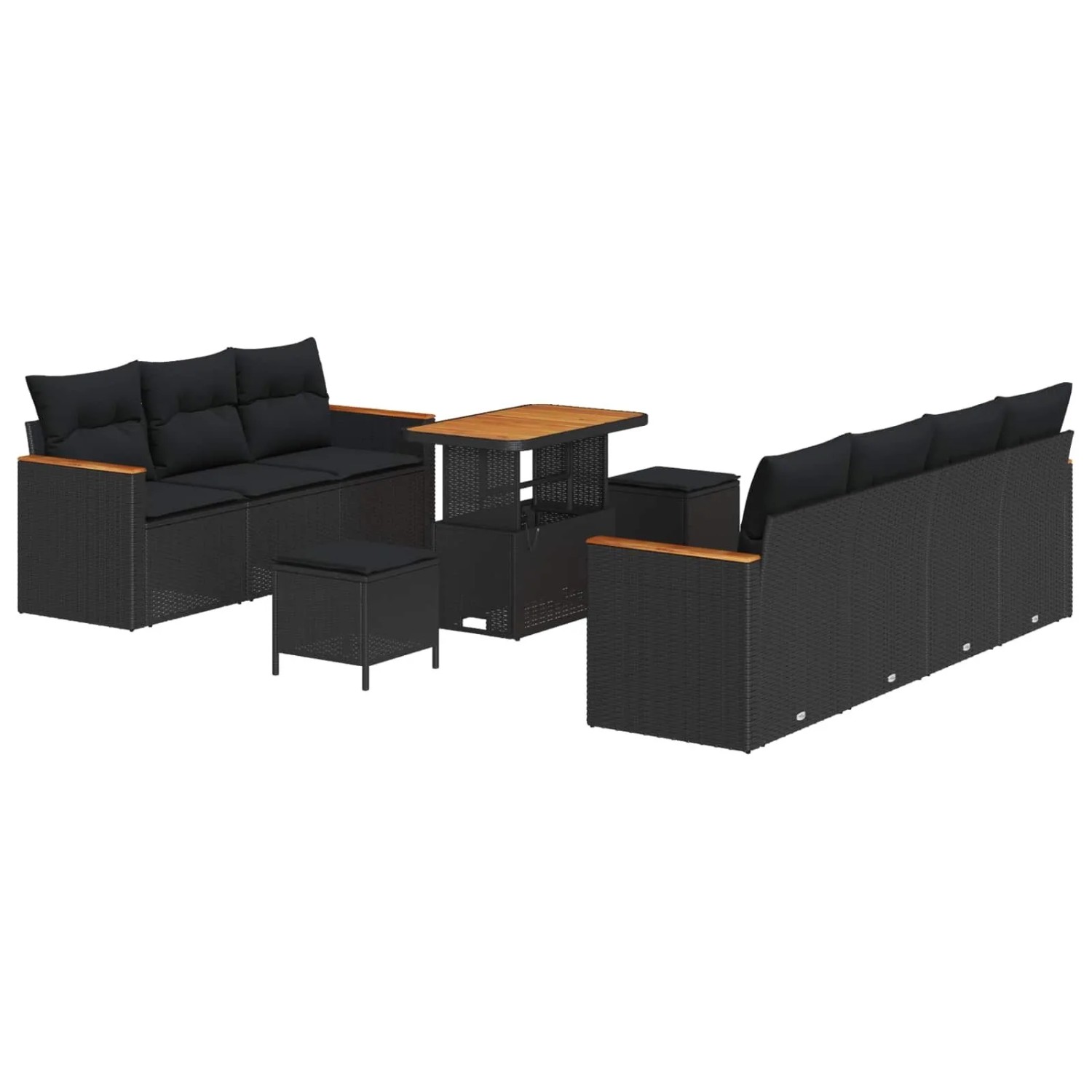 vidaXL Gartensofa-Set mit Kissen 14 Stk Schwarz Poly-Rattan 3364959 günstig online kaufen