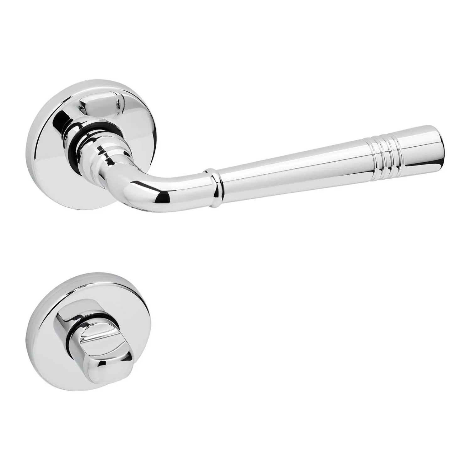 SOTECH Türdrücker FREJA Chrom Poliert Rosettengarnitur Bad WC mit Befestigungsmaterial
