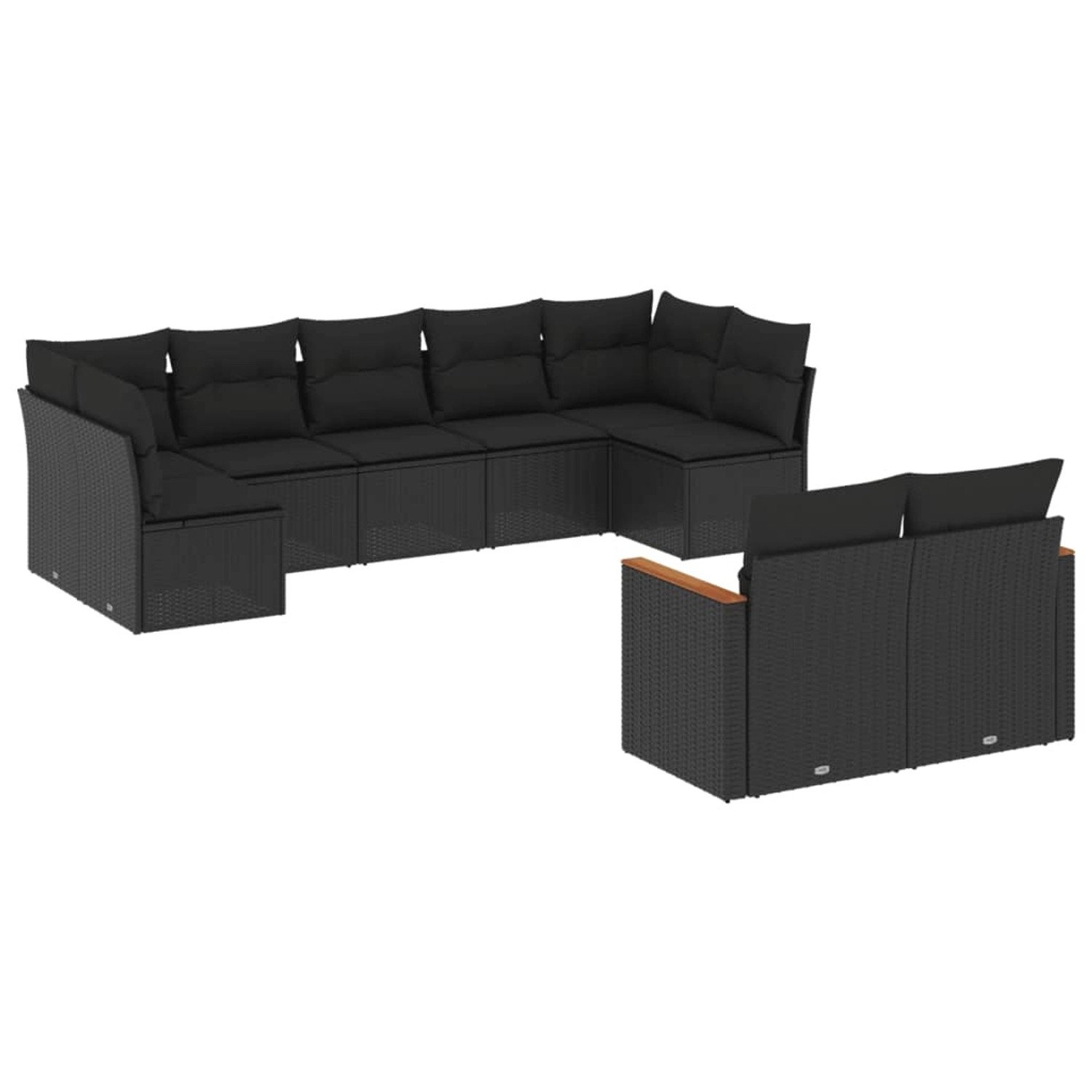vidaXL 9-Tlg Garten-Sofagarnitur mit Kissen Schwarz Poly Rattan 3258688 günstig online kaufen
