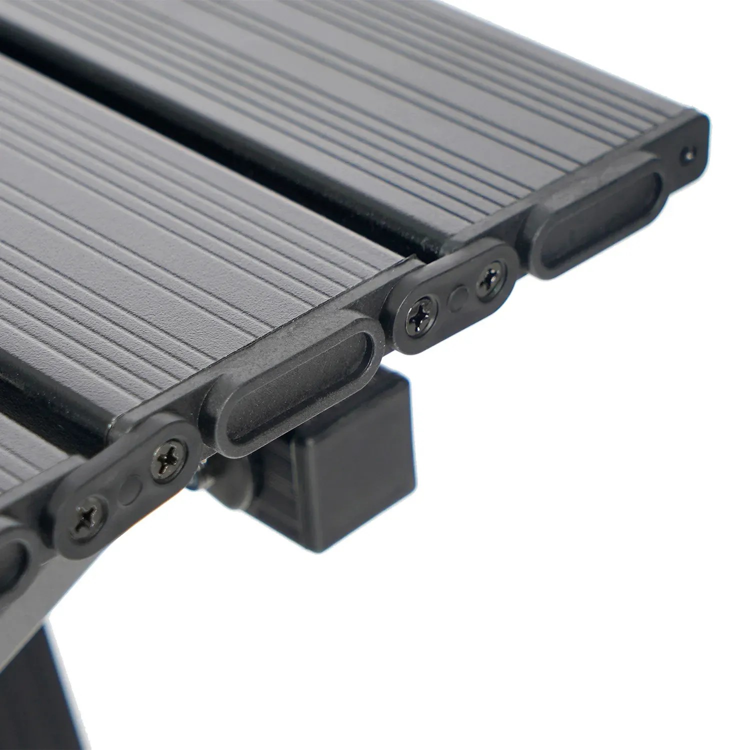 Detailaufnahme: 24MOVE Campingtisch, klappbar, Aluminium, höhenverstellbar, anthrazit.