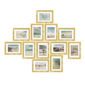 Bomoe Ocean Bilderrahmen Set, 12-teilig, Gold, für Collagen und Fotos.