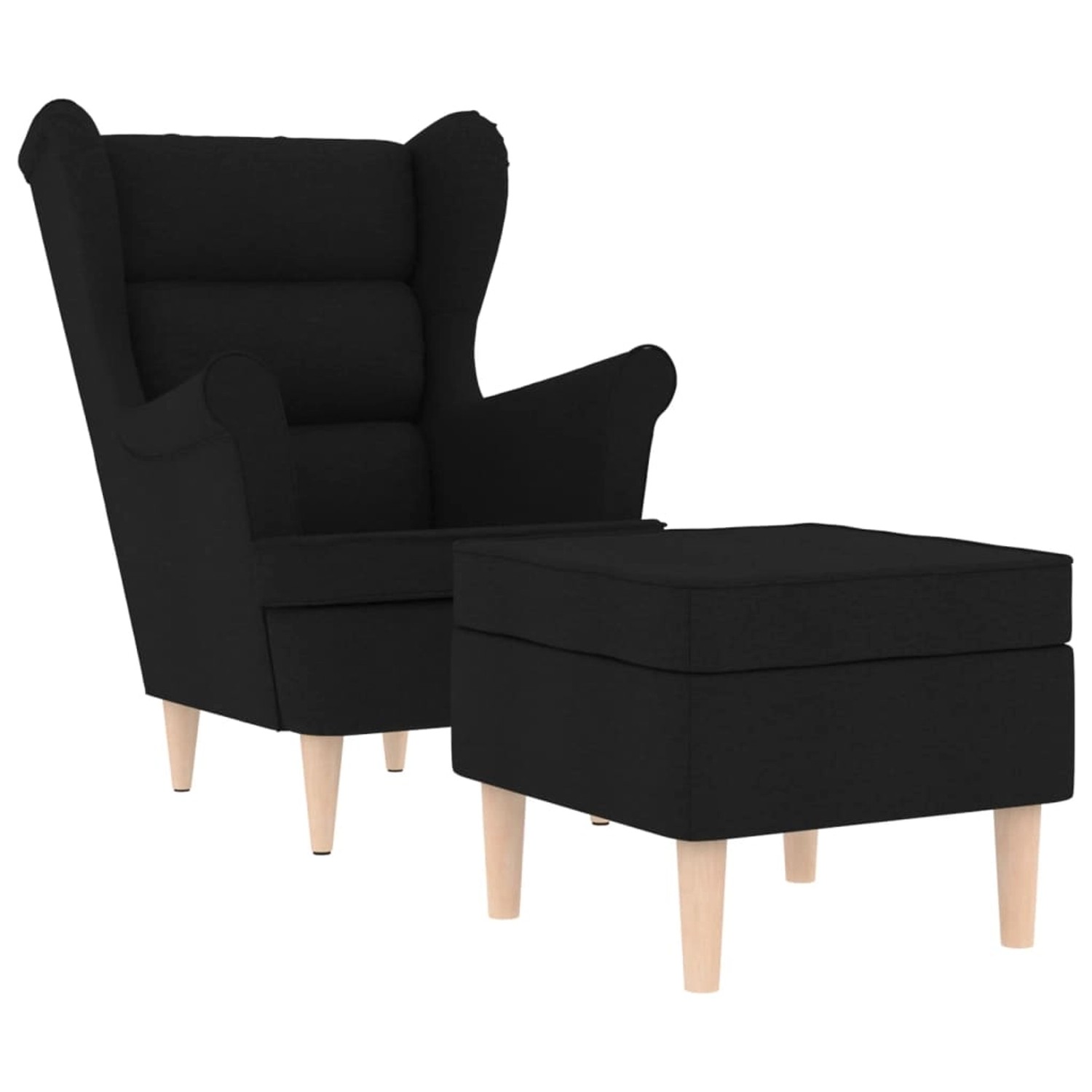vidaXL Sessel mit Fußhocker Schwarz Stoff 3307991 günstig online kaufen