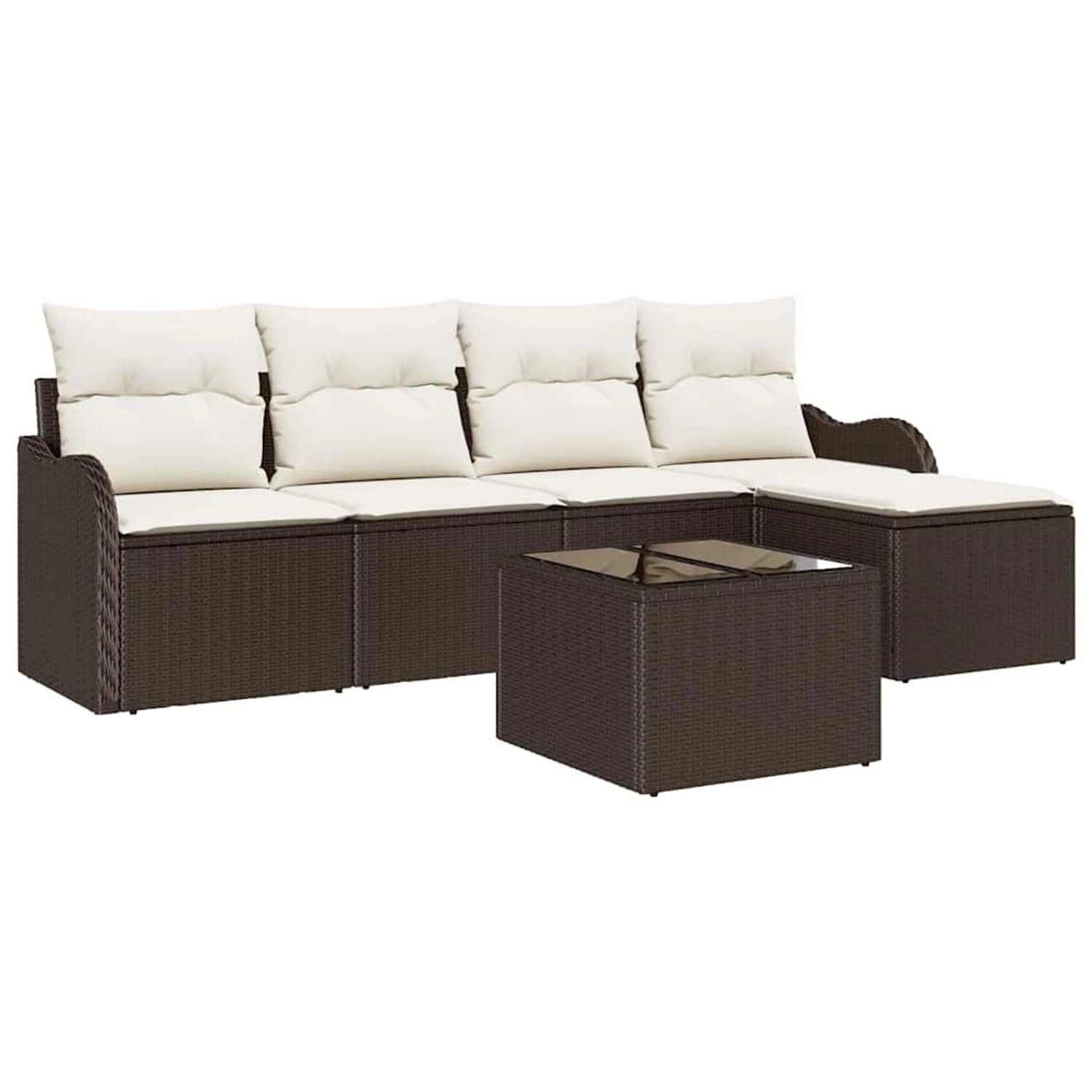 vidaXL Garten-Sofa-Set mit Kissen 6-Tlg Braun Poly Rattan 3345668 günstig online kaufen