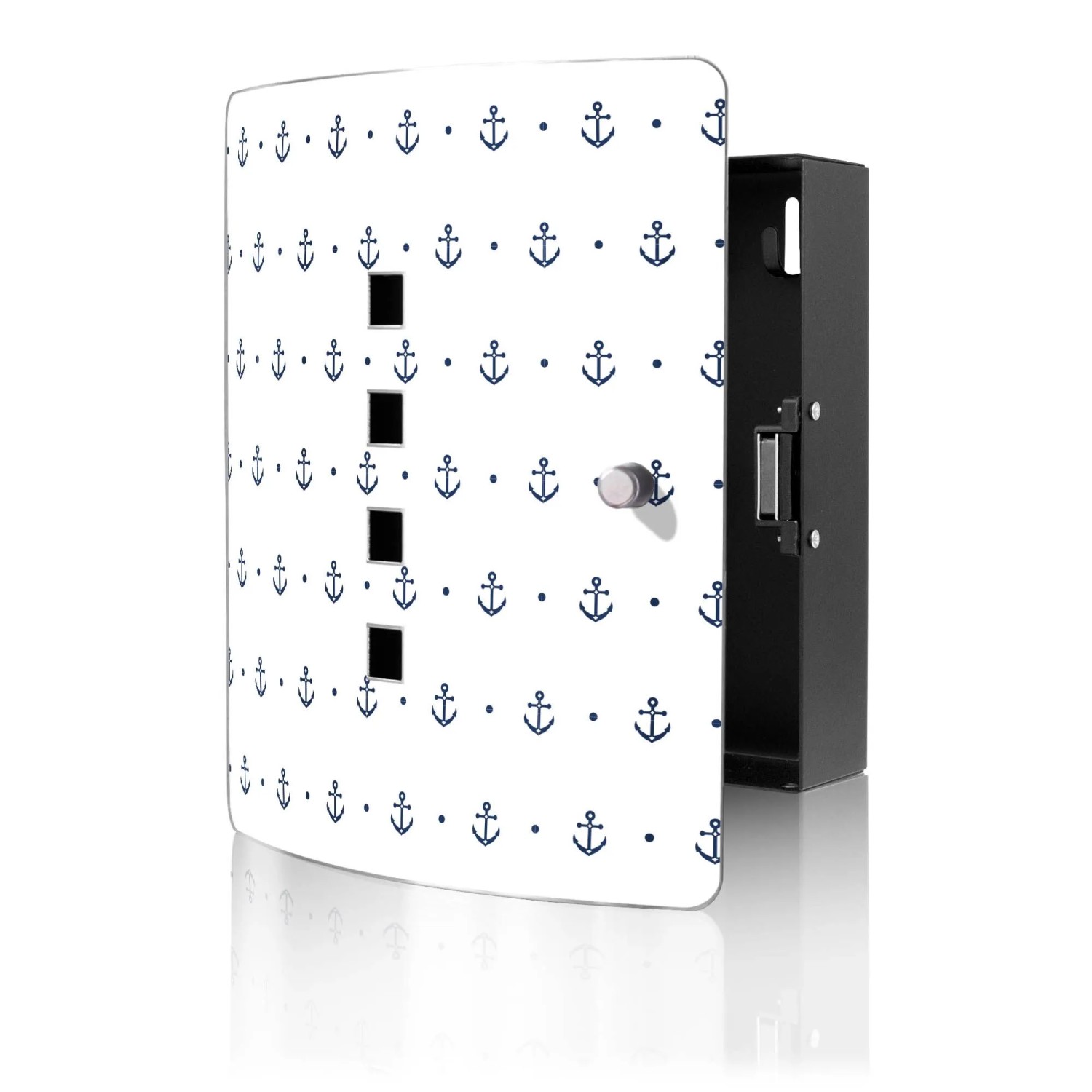 Banjado Design Schlüsselkasten Aus Edelstahl Für 10 Schlüssel 24x21,5x7cm Mit Magnetverschluss Motiv Kleine Anker