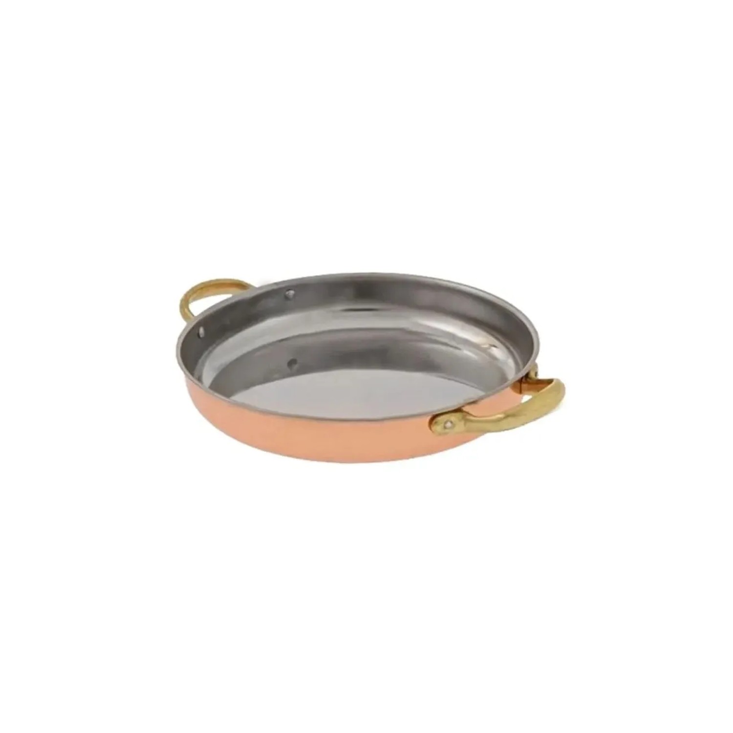 Ich-Zapfe Bratpfanne Kupferpfanne mit Griffen aus Kupfer und Messing 28 cm