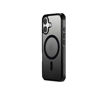 Schwarze, magnetische Hama Handyhülle Extreme Protect für iPhone 17. Transparentes Design mit verstärkten Ecken und MagSafe.