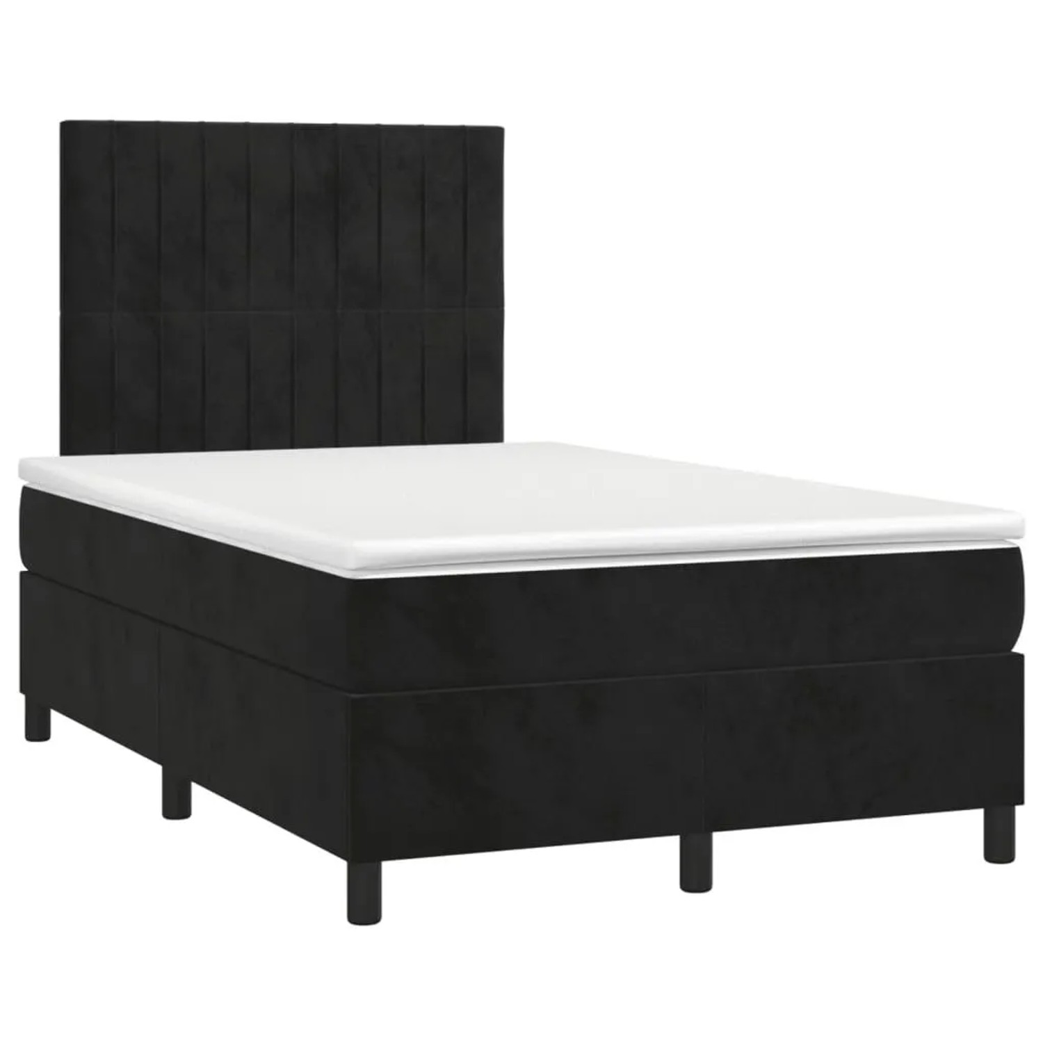 vidaXL Boxspringbett mit Matratze & LED Schwarz 120x190 cm Samt 3270325
